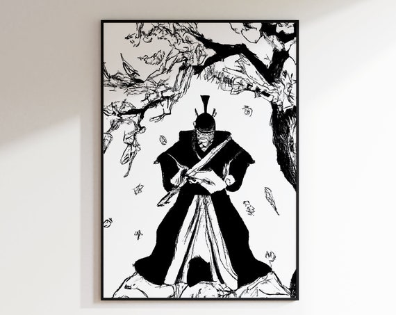 Samurai Man Print Samurai Print Samurai Cherry Blossom Tree Print And Frame Japanese Warrior
