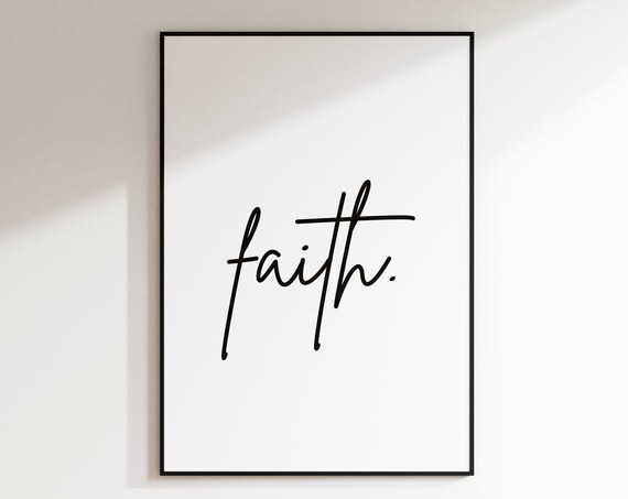 Faith Calligraphy Word Art Minimalist Inspirational Typography Poster
