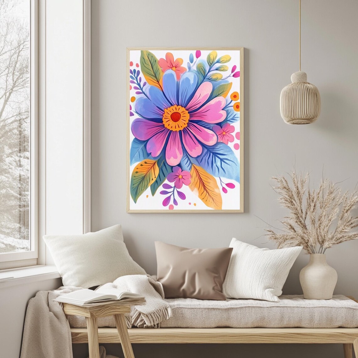 Whimsical Floral Boho Flower Art Print, Gift For Lovers - Image 2
