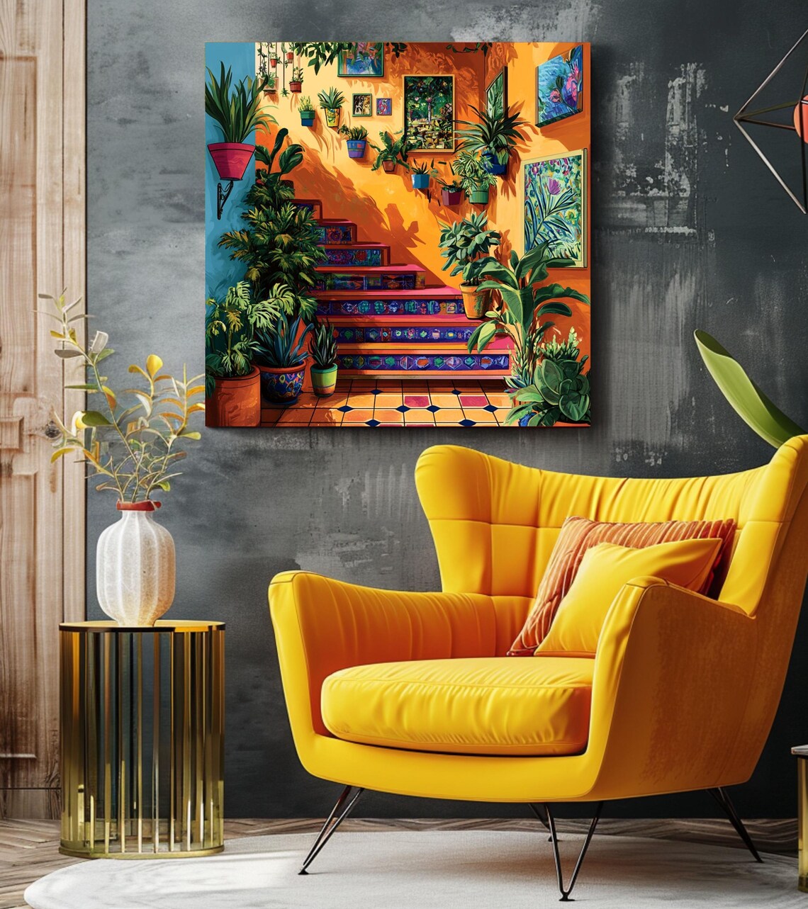 Maximalist Mexican Staircase, Spanish Art Print - Image 3