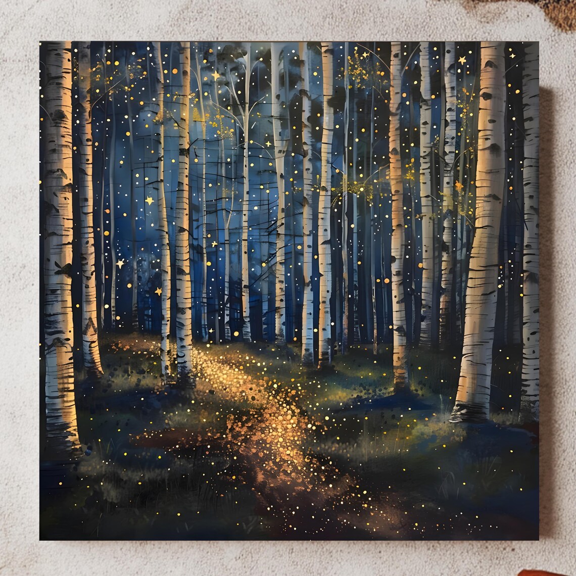 Starlit Forest Poster, Celestial Night Sky Decor