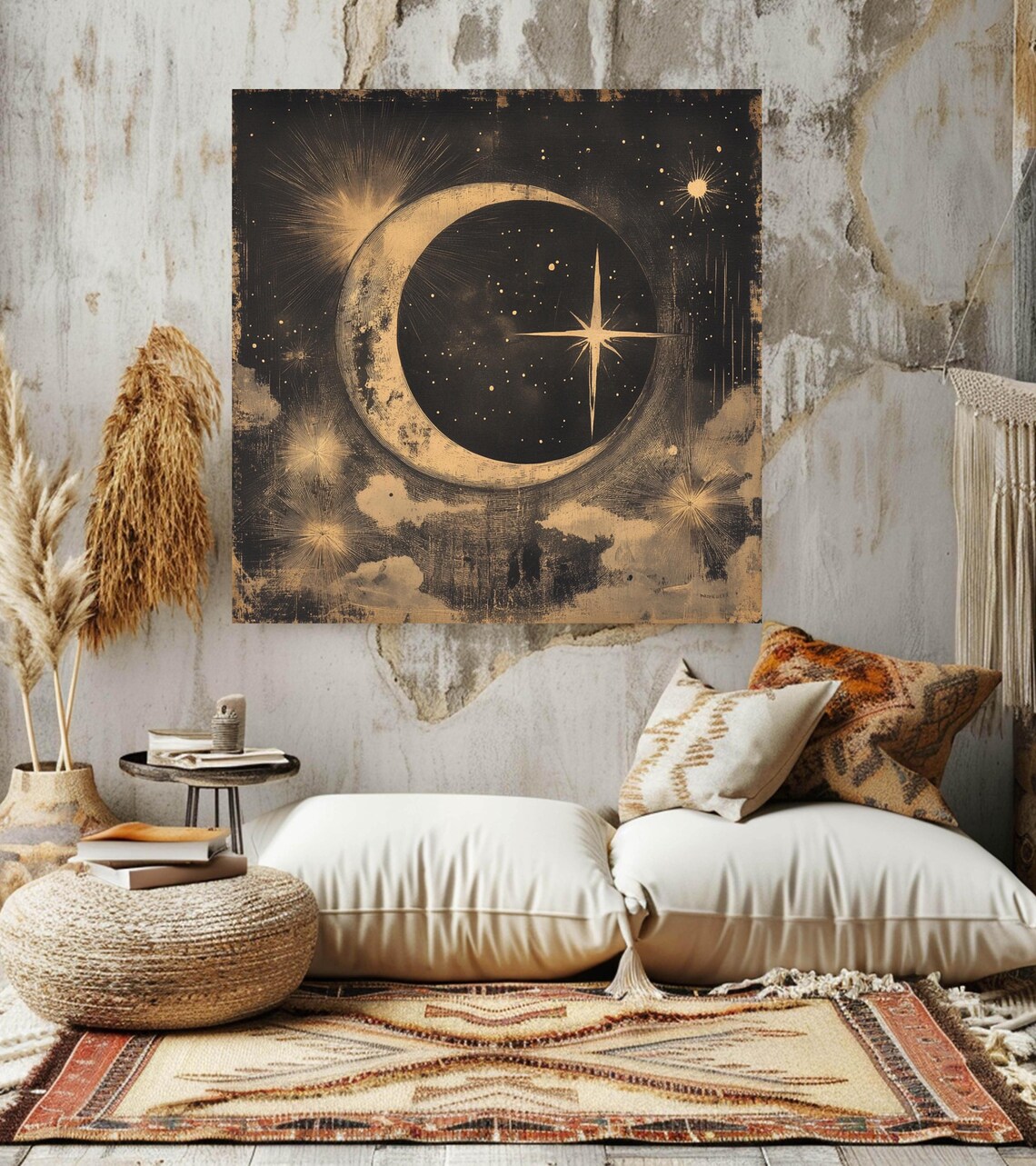 Celestial Moon Decor, Vintage Cosmic Wall Art - Image 2