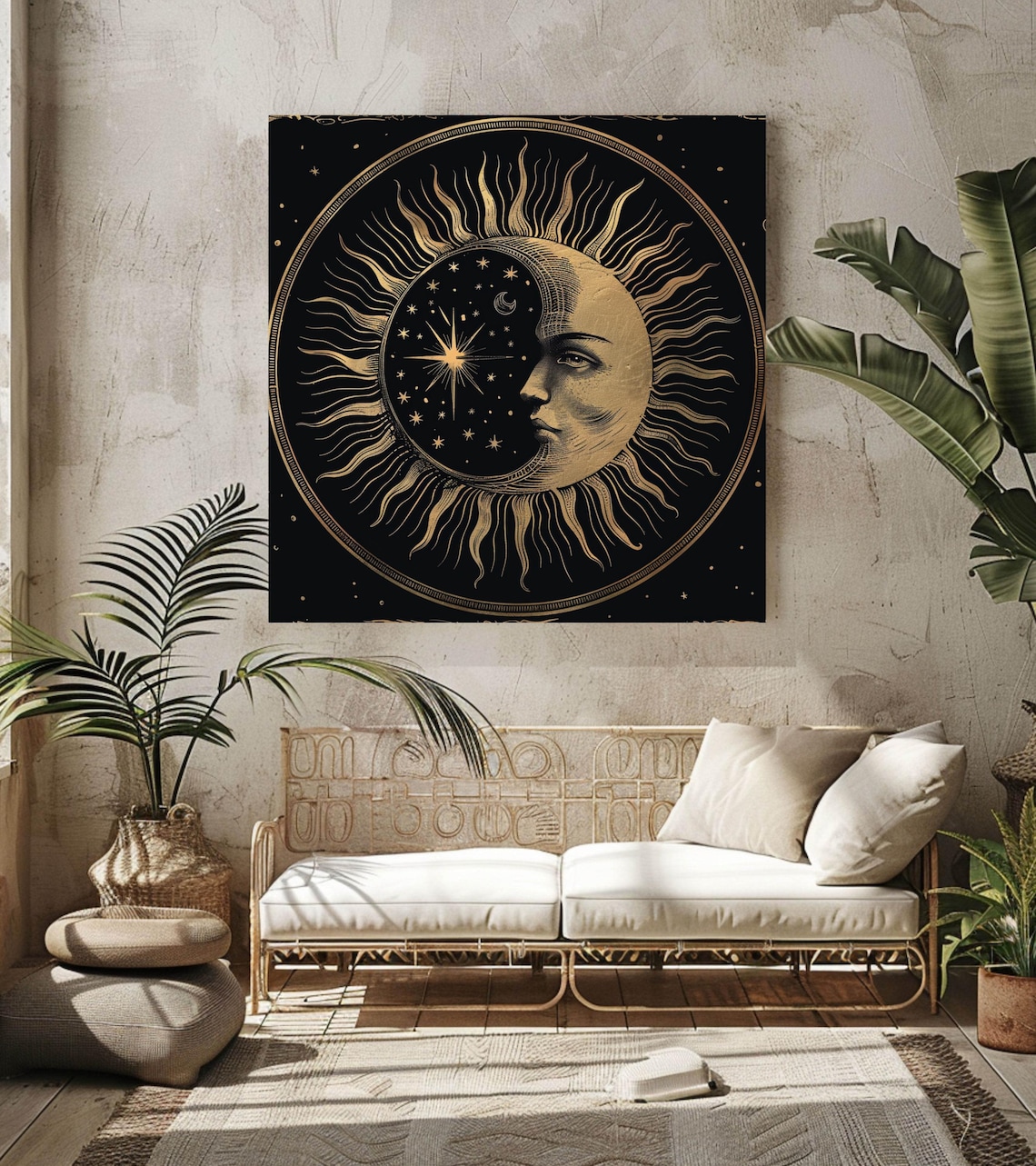 Vintage Sun And Moon Art Print, Celestial Wall Art - Image 4