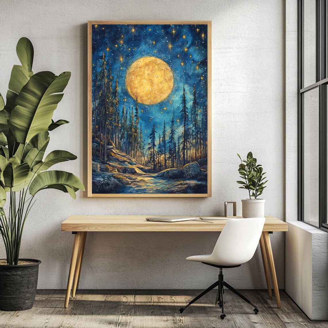 Starry Night Celestial Art Print, Nature Decor - Image 3