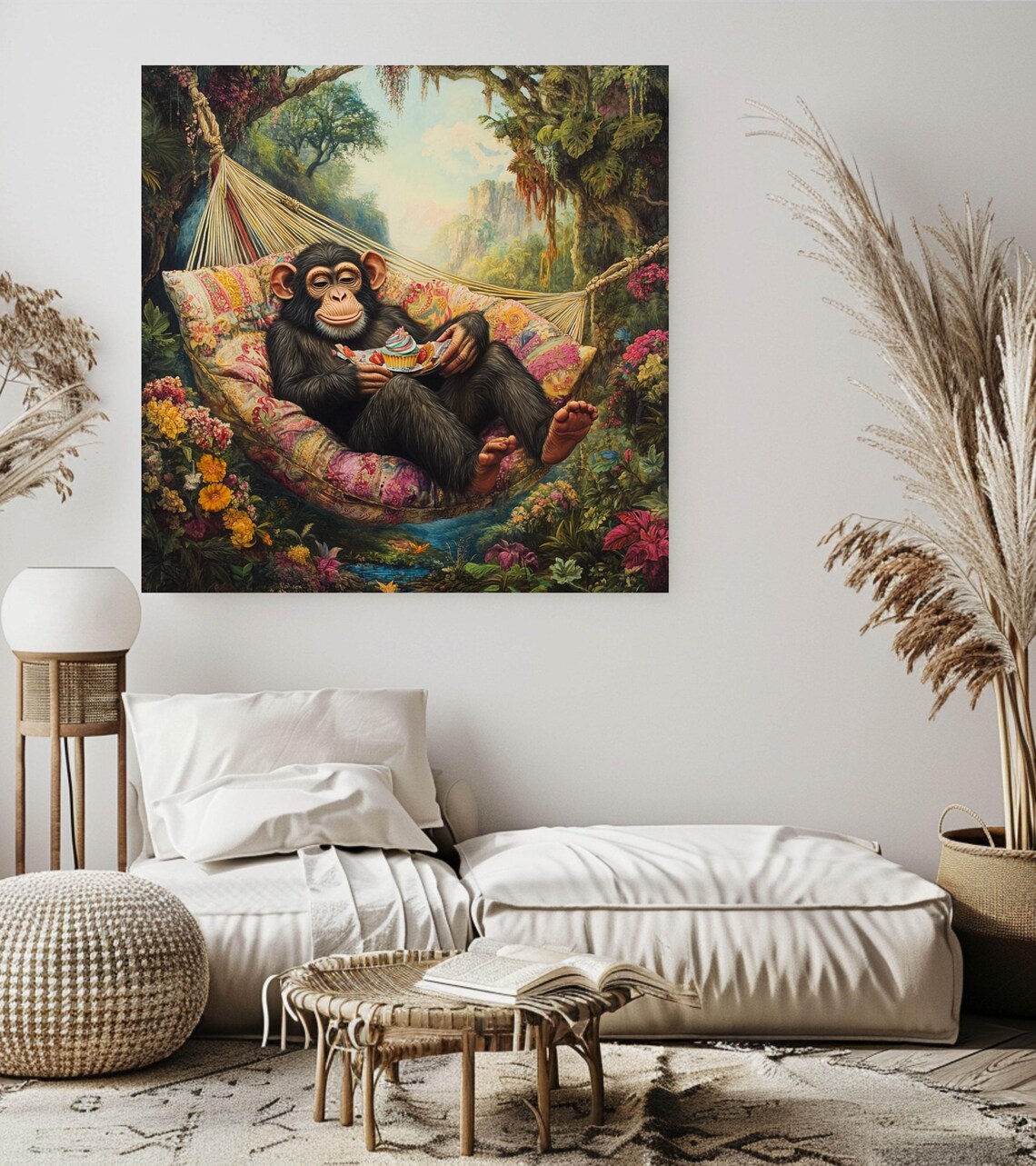 Funny Monkey Maximalist Animal Decor, Nature Inspired Art Print - Image 2