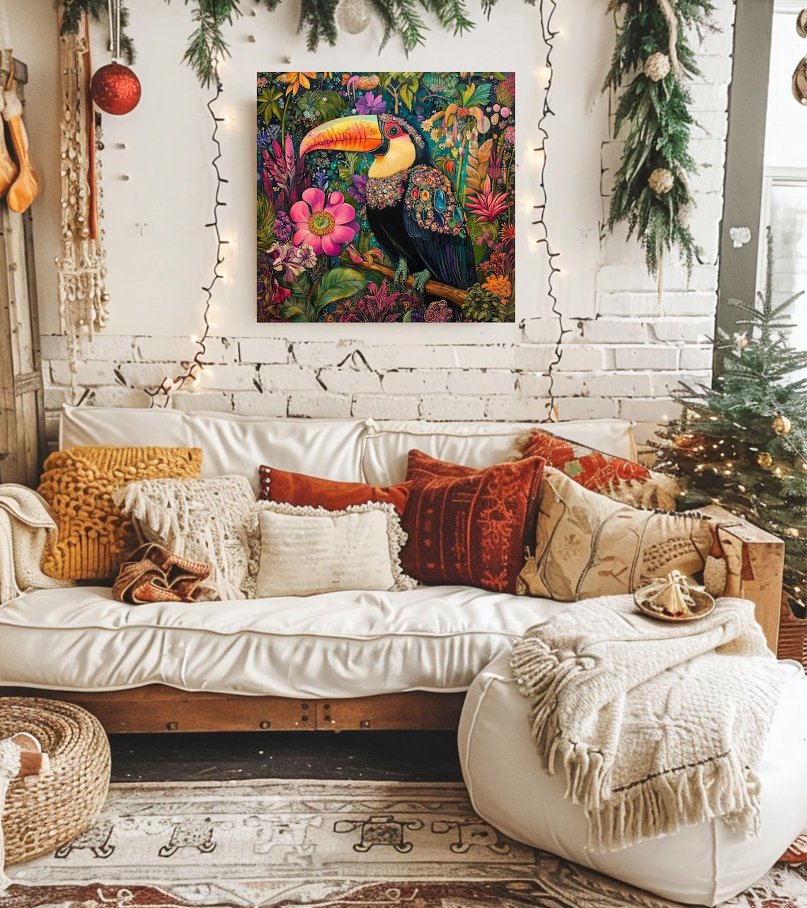 Toucan Art Print, Maximalist Tropical Jungle Decor - Image 2
