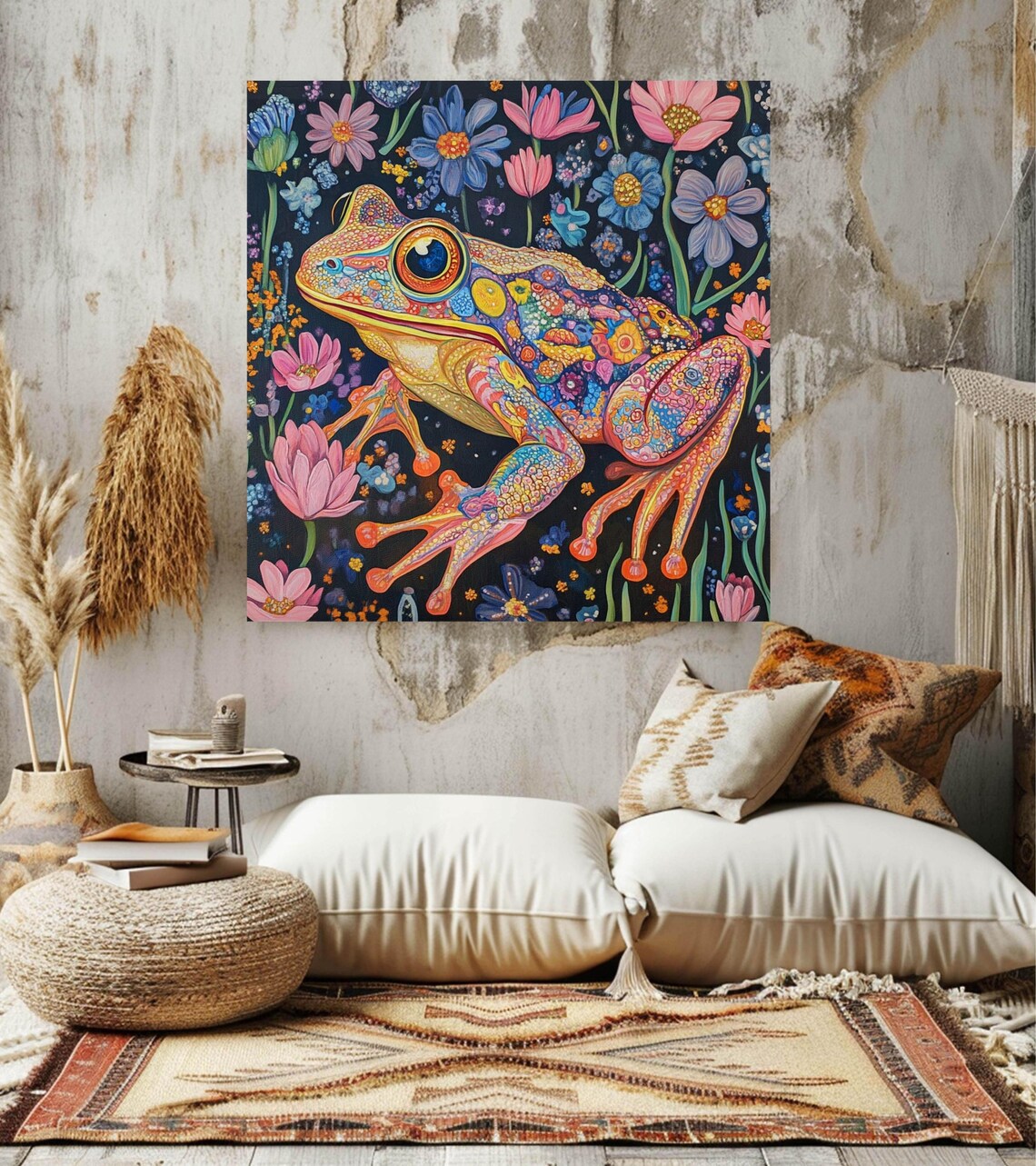 Vibrant Frog, William Morris Style Nature Art - Image 3