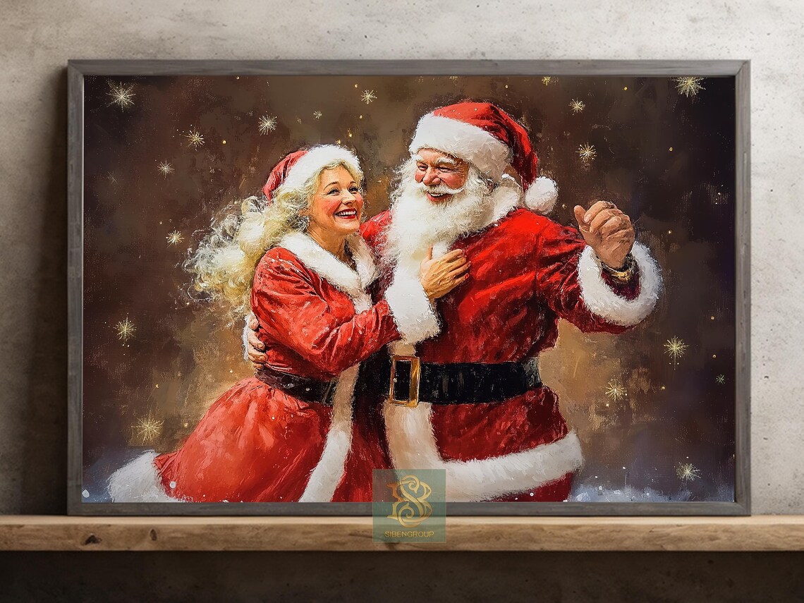 Mrs Claus and Jolly Santa Christmas Art Print