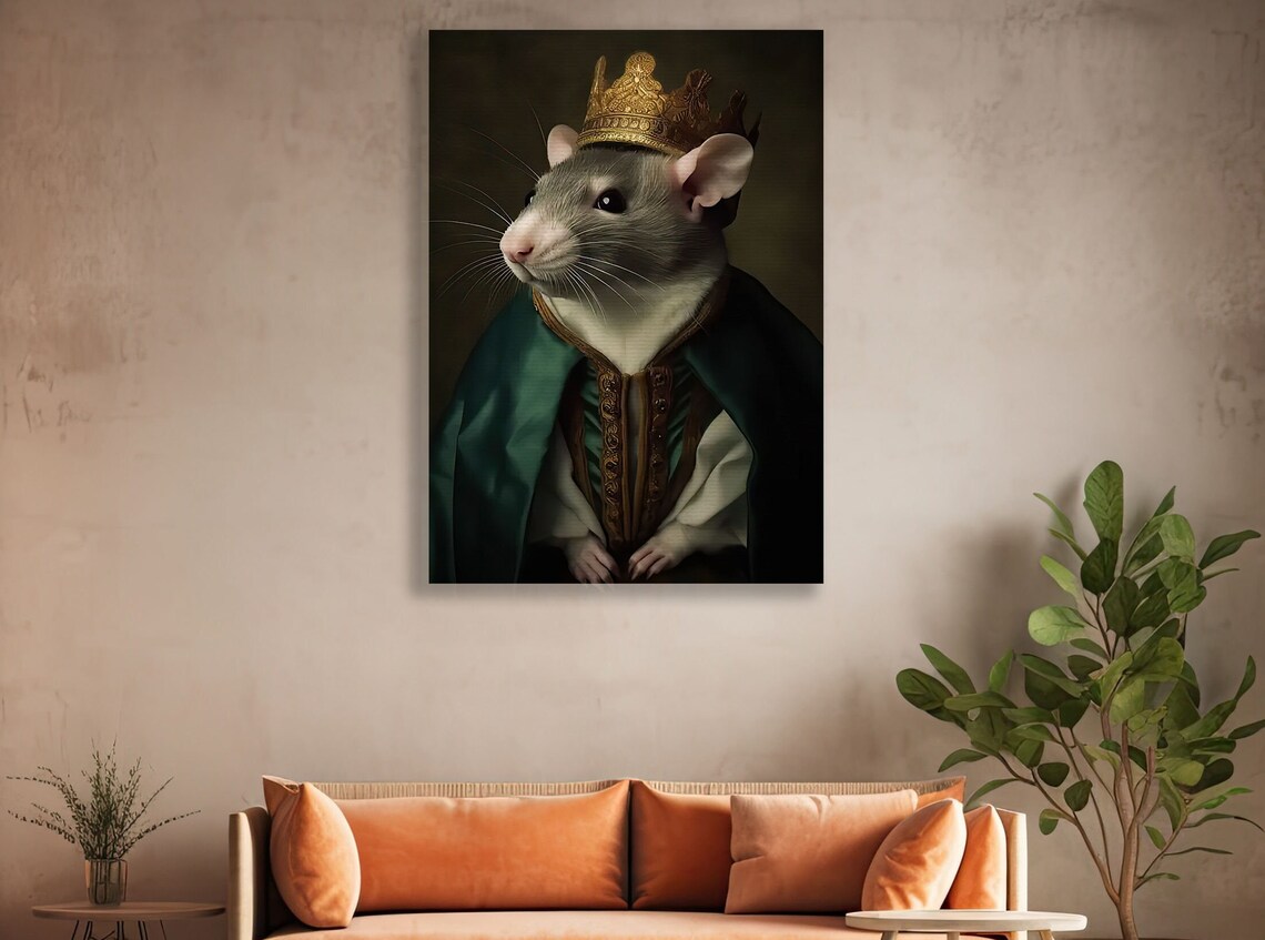 Regal Rat King Wearing A Golden Crown In Royal Portrait Poster - Image 3