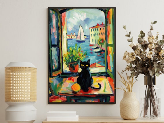 Matisse Cat On The Window Art Print Black Cat Cat Poster Cat Lovers Gift Cat Wall Decor