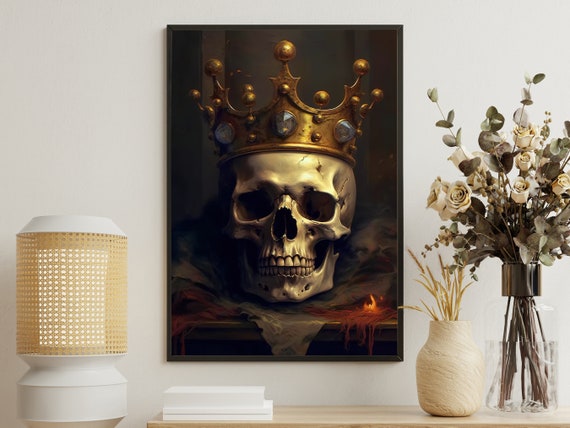 Dark Skull King Painting Skull Art Print Skull Print Gothic Art Print Dark Academia Art Skull Poster Print Skull Wall Decor
