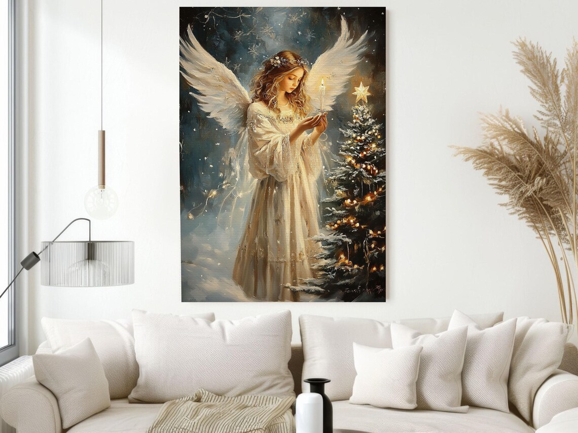Vintage Christmas Angel Spiritual Wall Art Print - Image 2