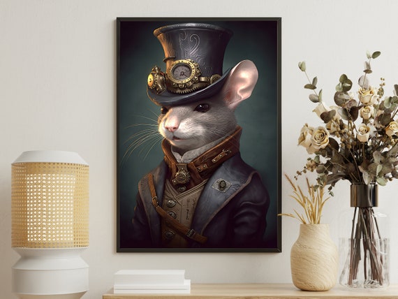 Vintage Captain Mouse Painting Mouse Art Print Mouse Print Gothic Art Print Dark Academia Art Mouse Poster Print