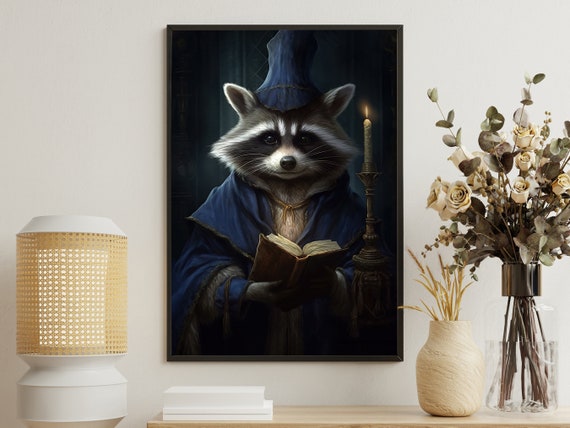 Raccoon Scholar Painting Raccoon Art Print Raccoon Print Gothic Art Print Dark Academia Art Raccoon Poster Raccoon Wall Decor