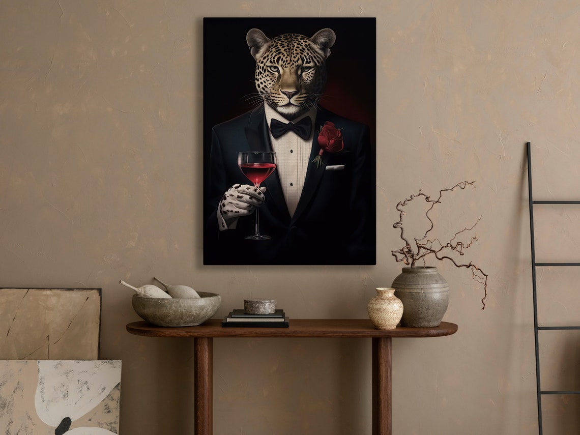 Suave Leopard In Tuxedo Raising A Wine Glass Gentleman Poster - Image 4