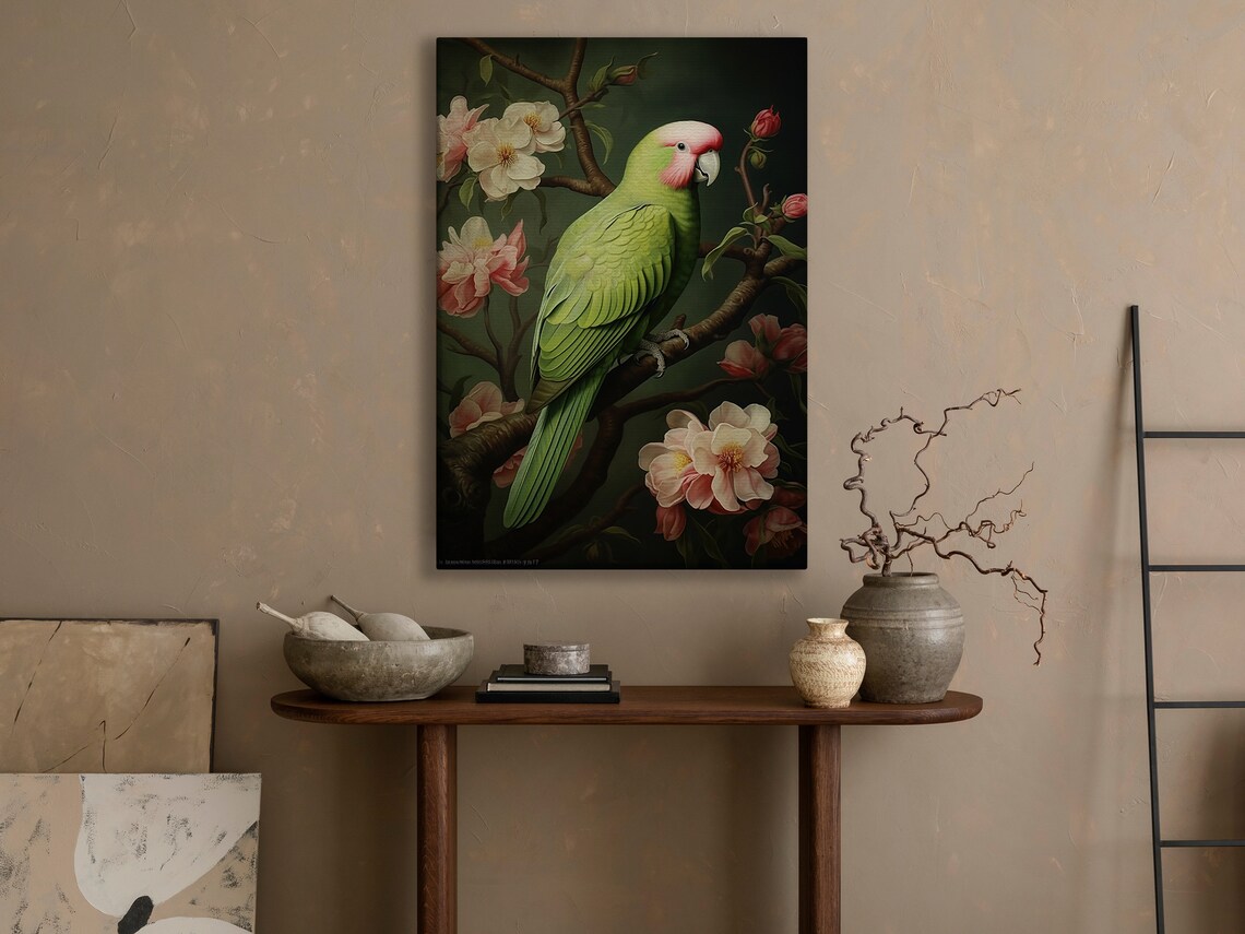Vintage Floral Bird Painting, Botanical Art Print - Image 4