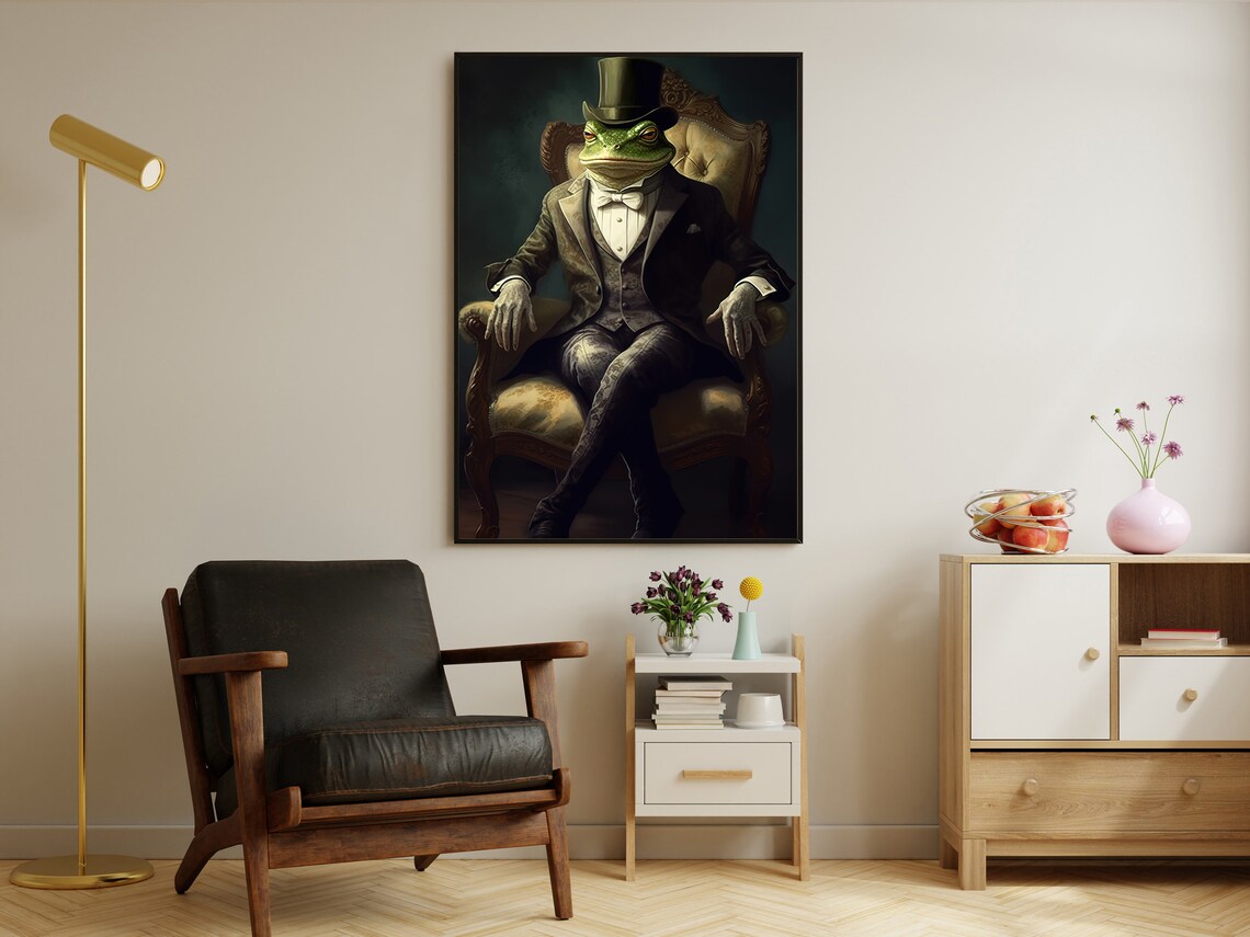 Distinguished Frog In Top Hat And Tuxedo Sitting In Armchair Poster - Image 2