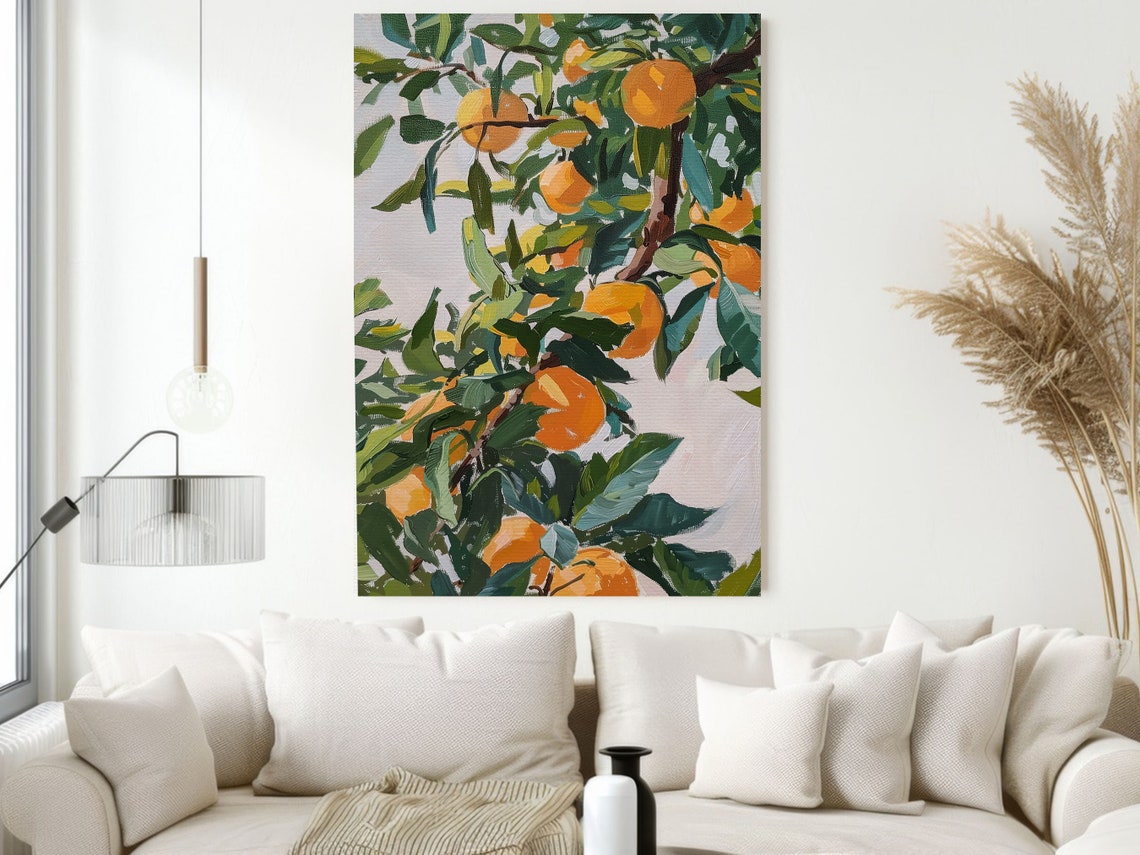 Orange Tree With Ripe Fruit Sunlit Citrus Grove Painting Poster - Image 4