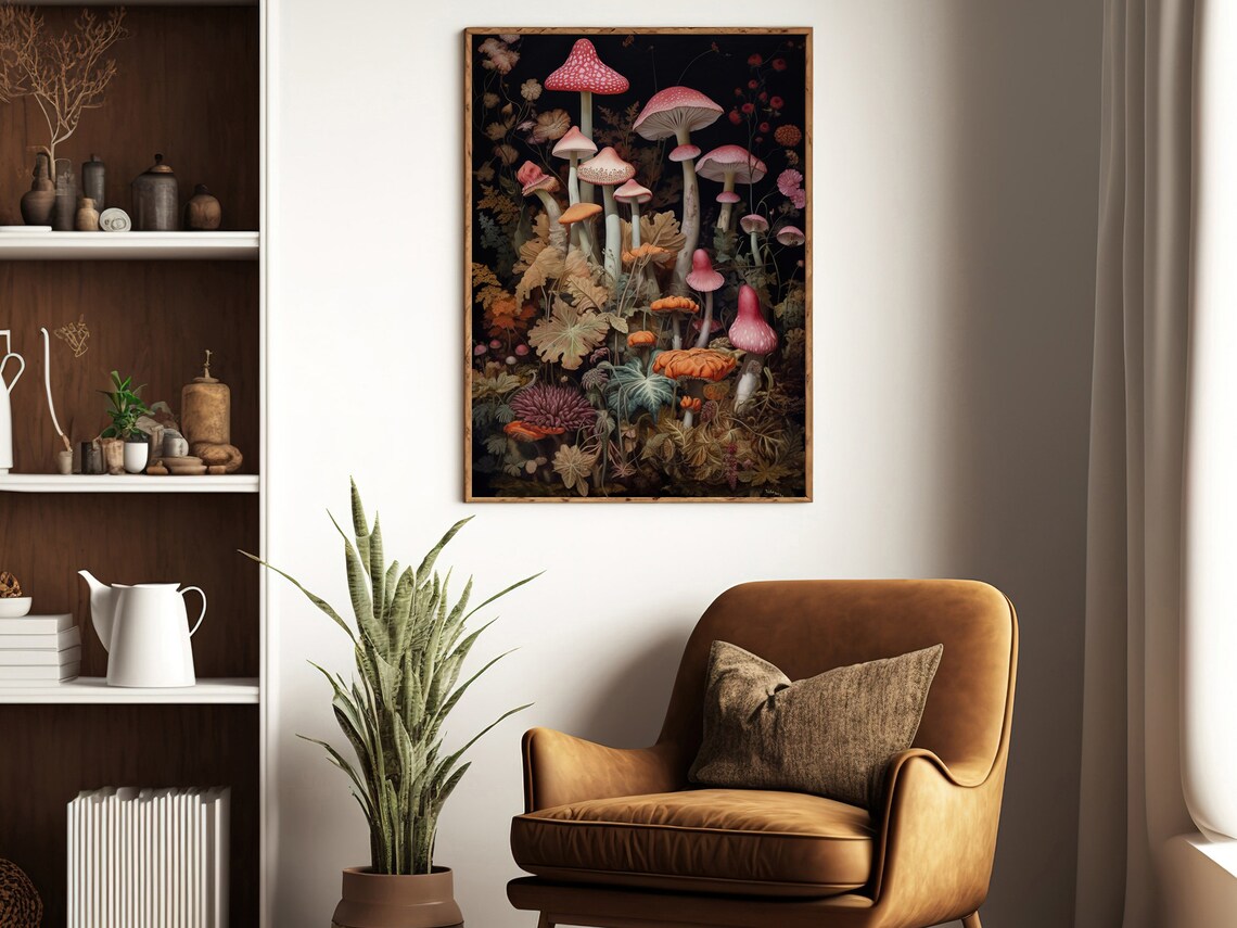 Vintage Mushrooms Art Print, Enchanted Forest Botanical - Image 3