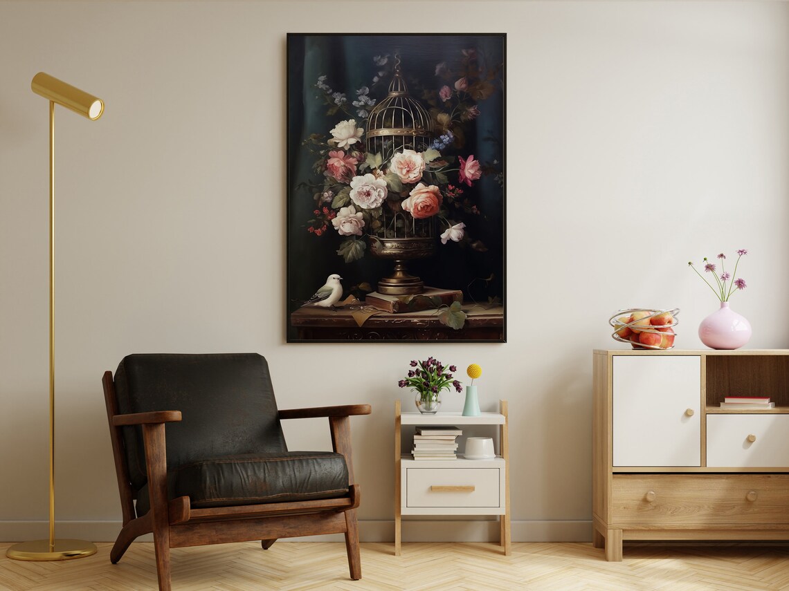 Vintage Flowers, Gothic Dark Academia Poster Print - Image 3