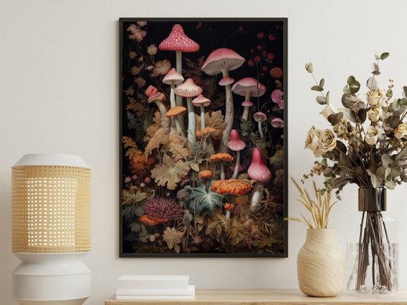 Vintage Mushrooms Art Print, Enchanted Forest Botanical