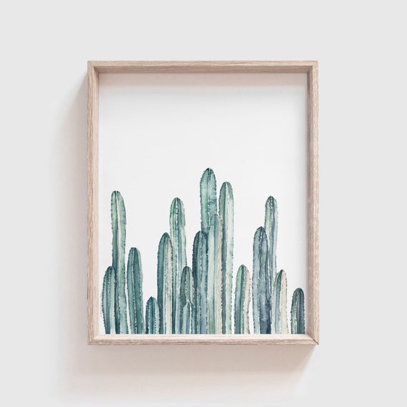 Cactus Row No 3 Art Print, Southwestern Watercolor