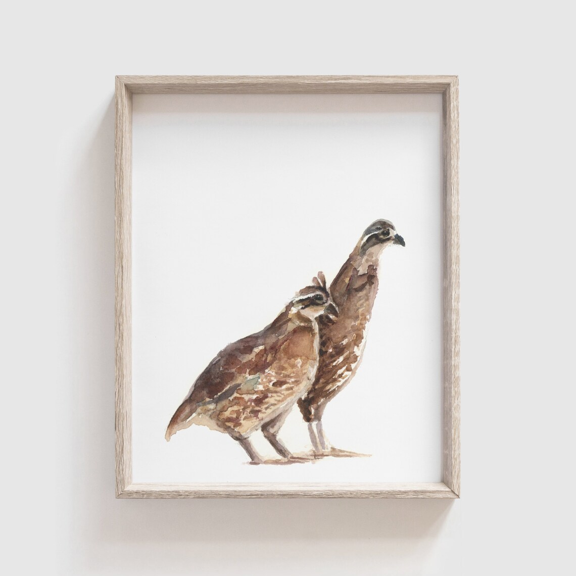 Quail Pair Watercolor Art Print, Bobwhite Birds