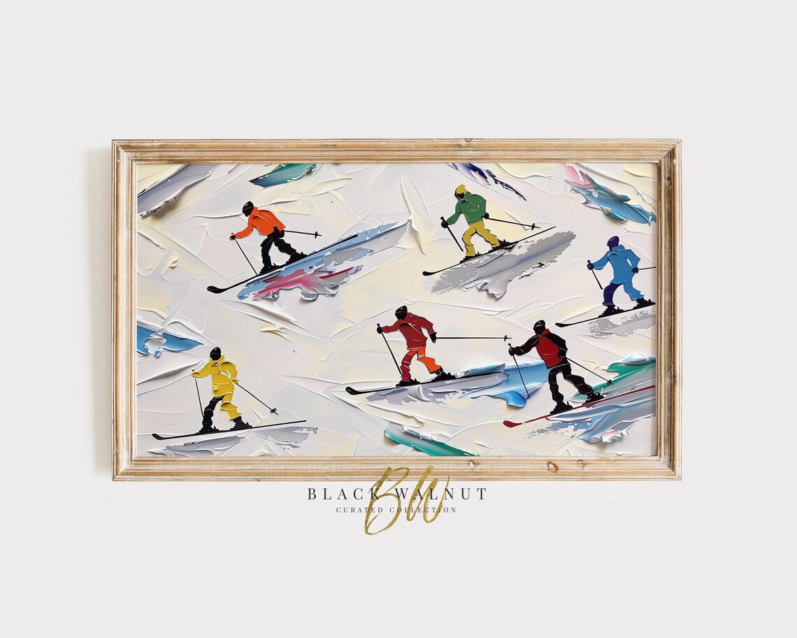 Abstract Winter Ski Snow Christmas Pop Art Print