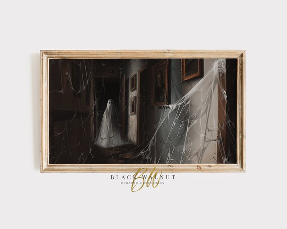 Haunted Hallway Ghost Cobwebs Dark Moody Gothic Halloween Art Print