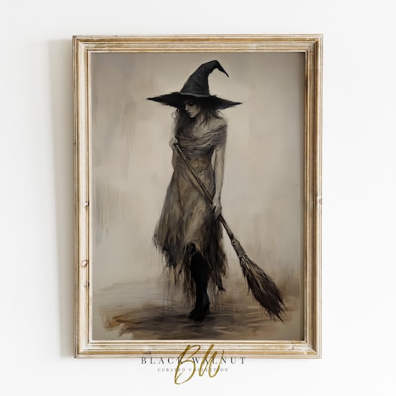 Halloween Witch Print Vintage Witchy Wall Art Rustic Neutral Prints Wiccan Moody Abstract Art Print Instant Wall Art