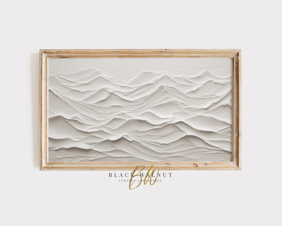 White 3D Textured Waves Minimalist Neutral Abstract Plaster Art Poster