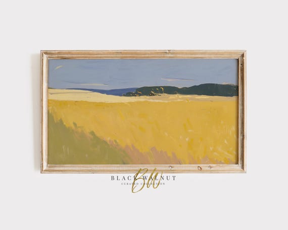 Frame Tv Art Mid Century Modern Abstract Wheat Field Fall Colorful Landscape Minimal Tv Screensaver Rustic Country Meadow Modern Farmhouse