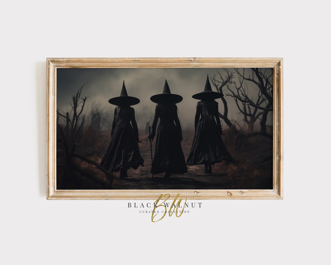 Witches Halloween Art, Moody Gothic Decor Print