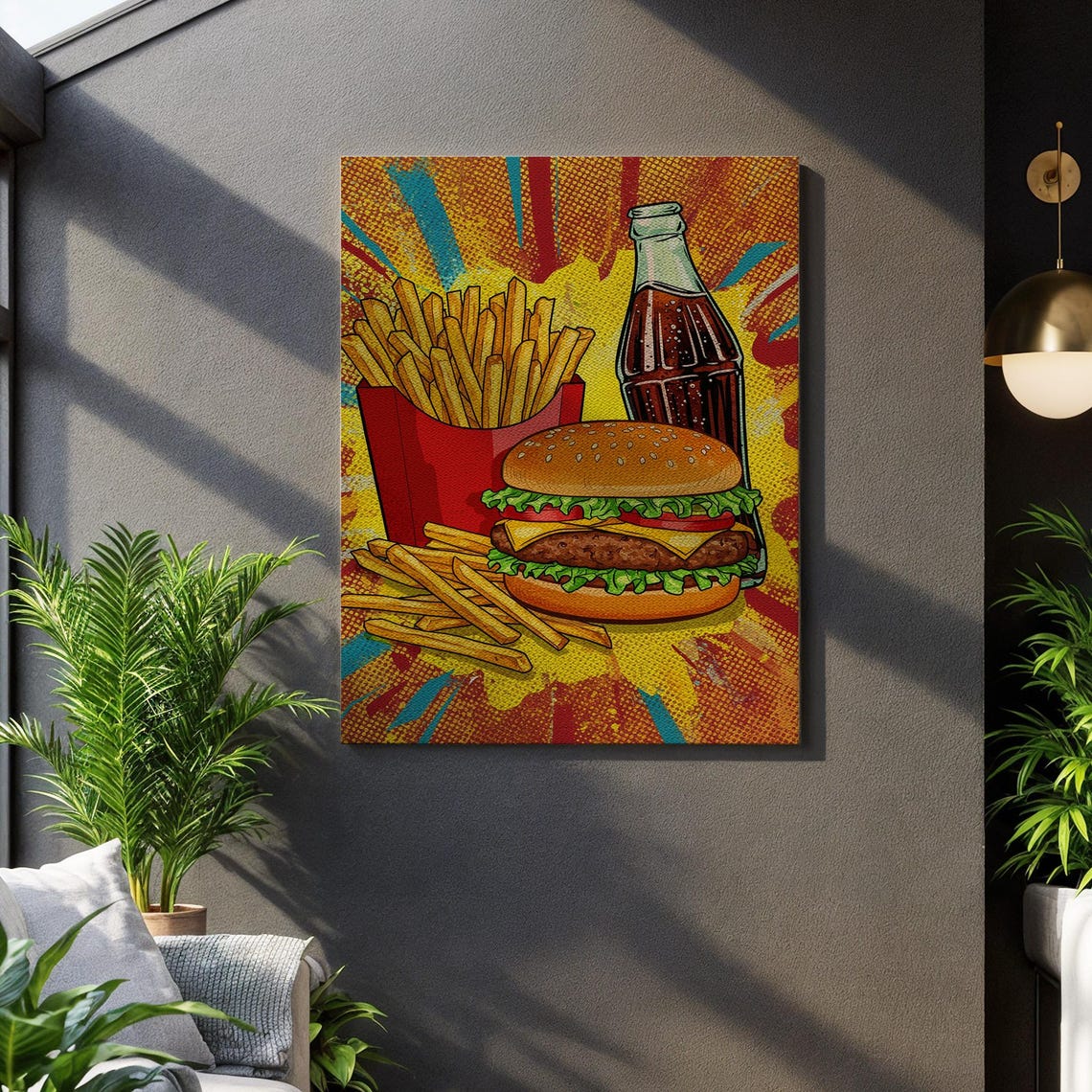 Pop Art Burger Fries and Cola Fast Food Pop Culture Wall Art