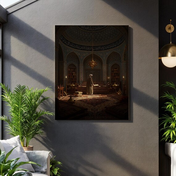Oriental Islamic Scholar Ottoman Library Interior Canvas Wall Art