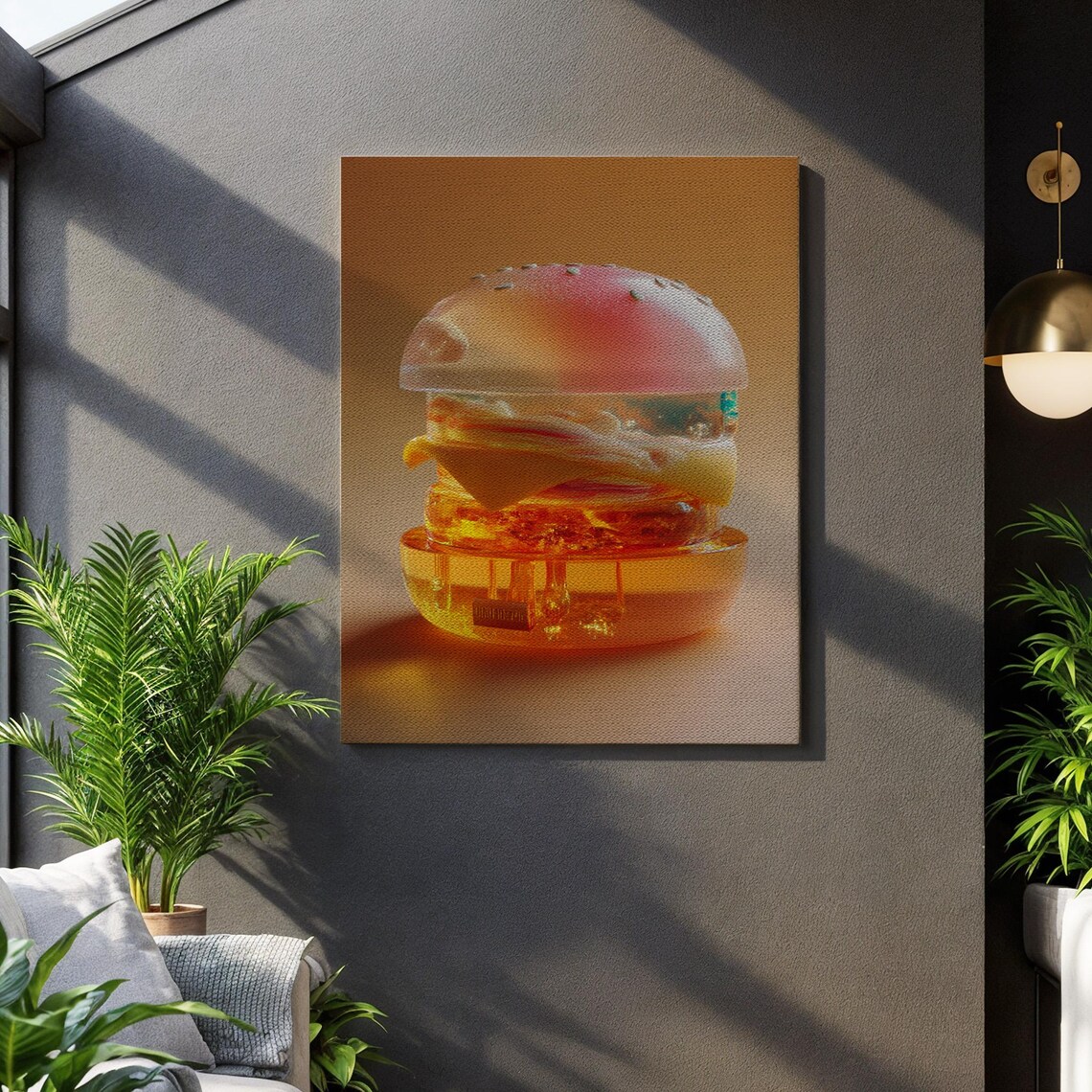 Futuristic Transparent Cheeseburger Glass Food Pop Art Modern Kitchen Poster