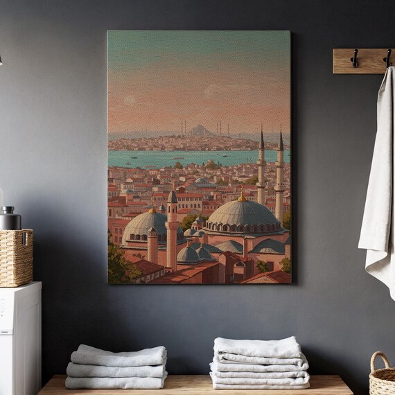 Istanbul Cityscape Mosque View Art Framed Bosphorus Print Turkey Travel Canvas Ottoman Architecture Poster Historic City Gift