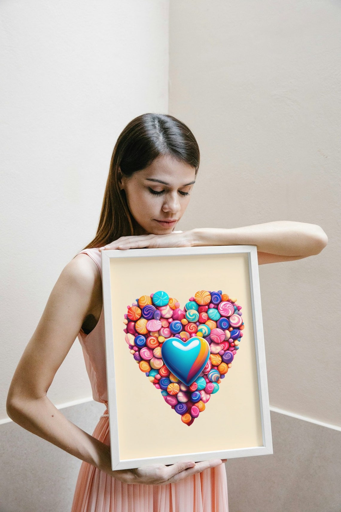 Candy Heart Colorful Sweet Lollipop Love Art Valentine Wall Poster - Image 3