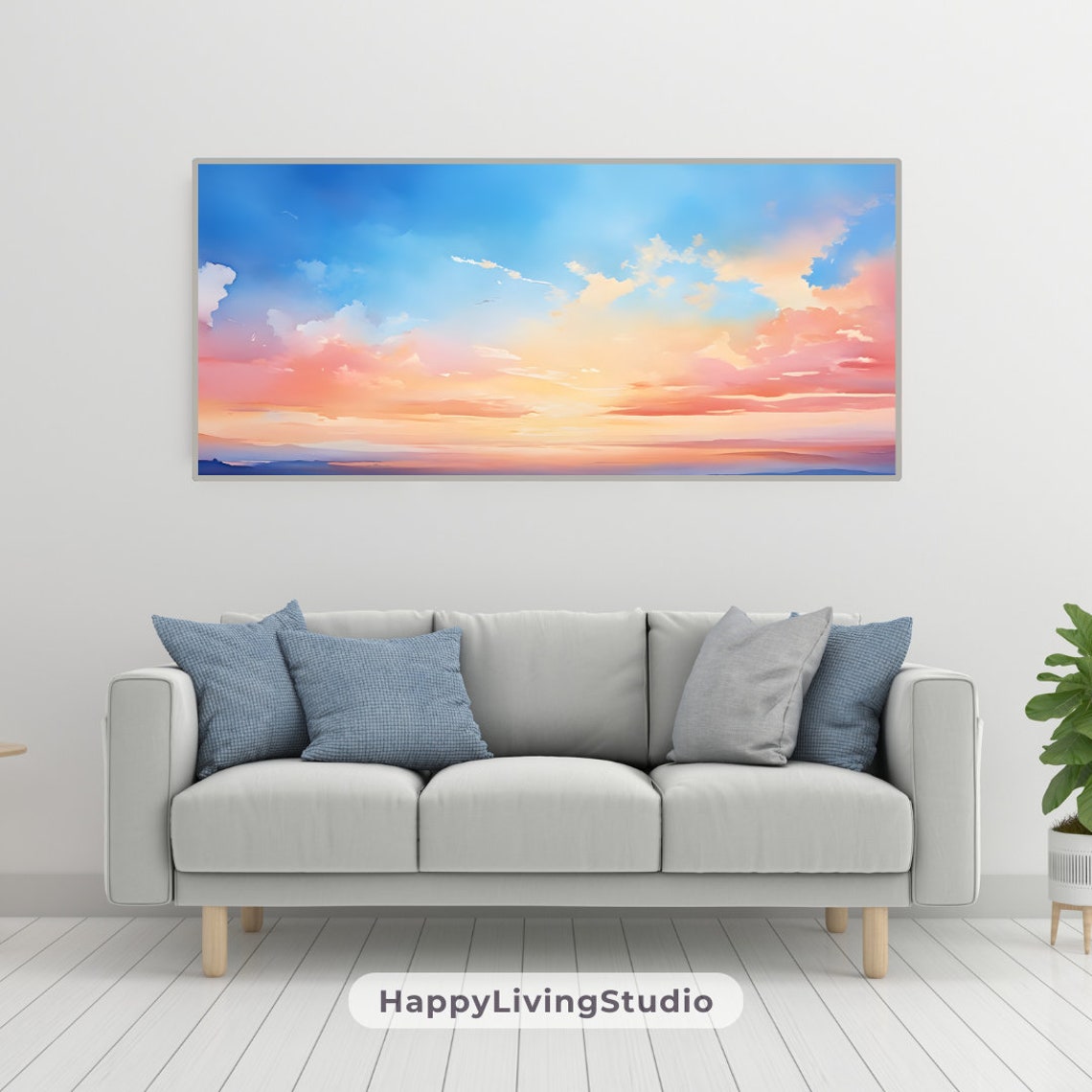 Pastel Sunrise Clouds Watercolor Pink Blue Soft Morning Sky Poster - Image 4