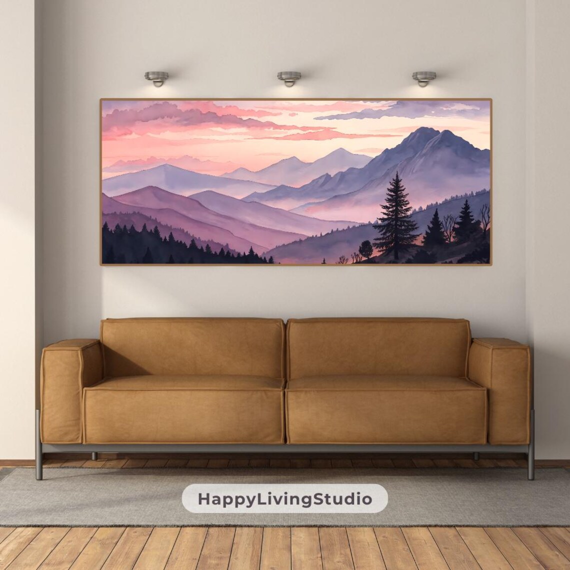 Calming Mountains Wall Art Large Art High Resolution Print Horizontal Wall Art Print Colorful Watercolor Art - Image 2