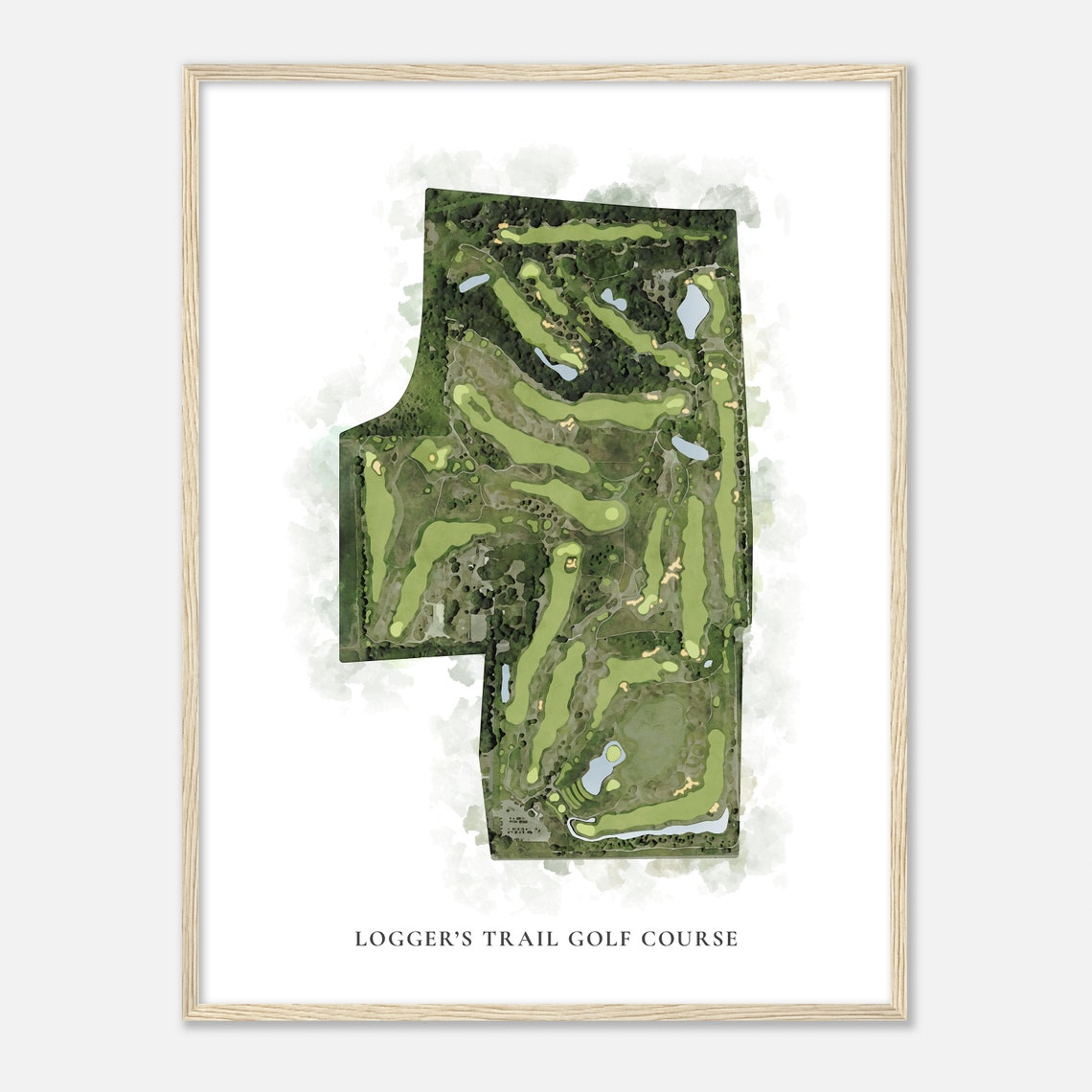 Logger's Trail Golf Course Watercolor Style Golf Course Map Poster - Image 2