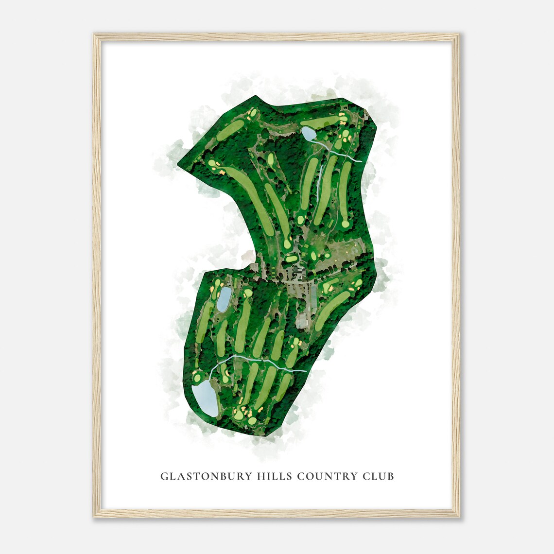 Glastonbury Hills Country Club Connecticut Watercolor Map