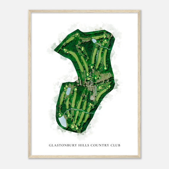 Glastonbury Hills Country Club Connecticut Watercolor Map
