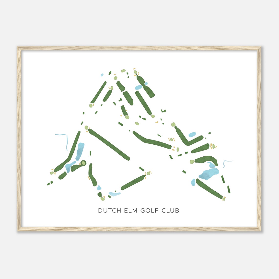Dutch Elm Golf Club Modern Watercolor Golf Course Map Art Poster