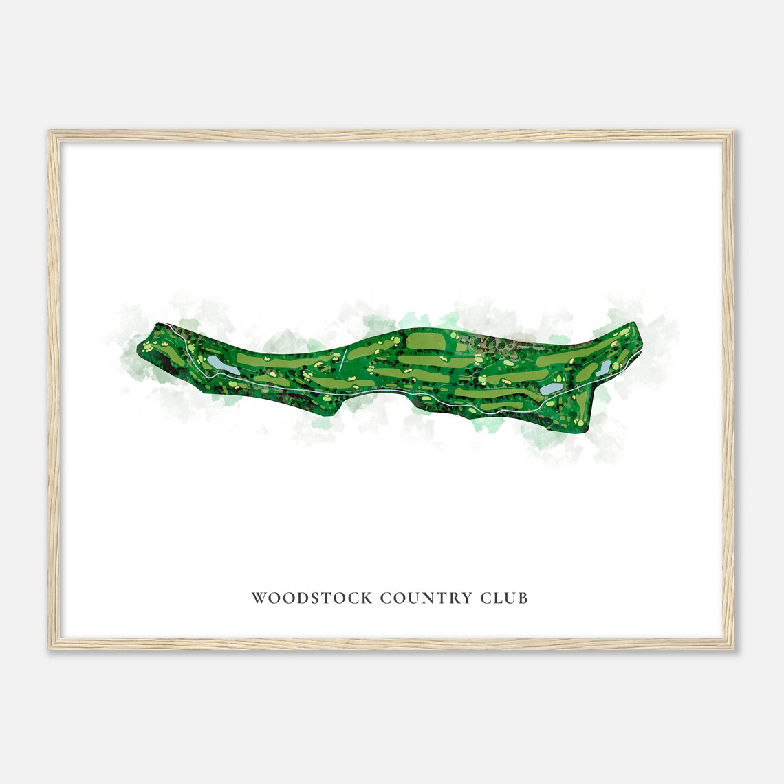 Woodstock Country Club Vermont Detailed Watercolor Course Map Poster - Image 2