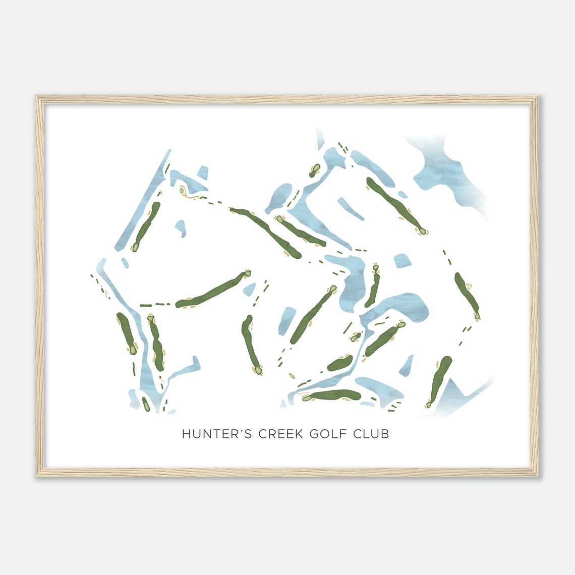 Hunters Creek Golf Club Minimalist Golf Course Layout Poster - Image 2