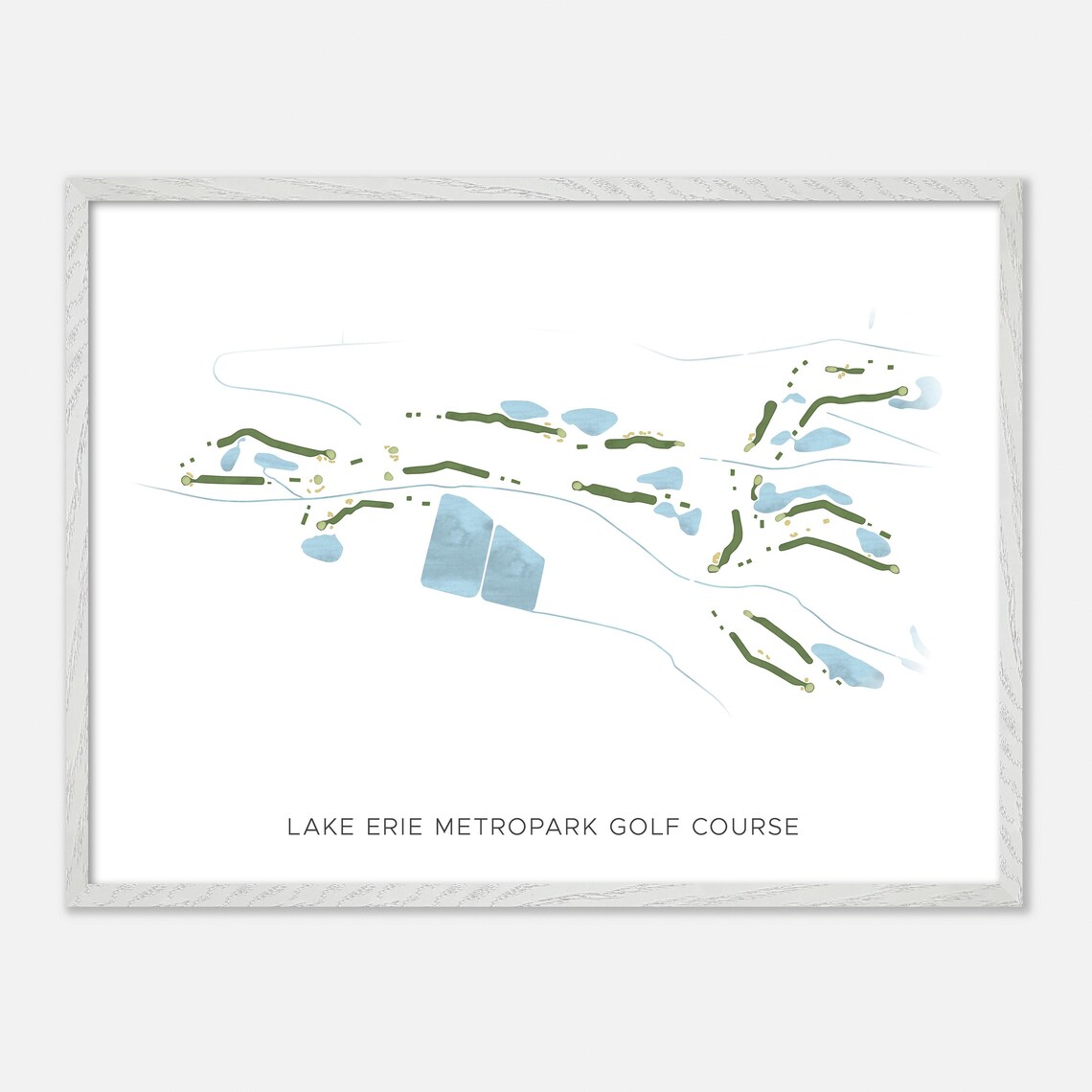 Lake Erie Metropark Golf Course Michigan Modern Watercolor Map Poster - Image 4