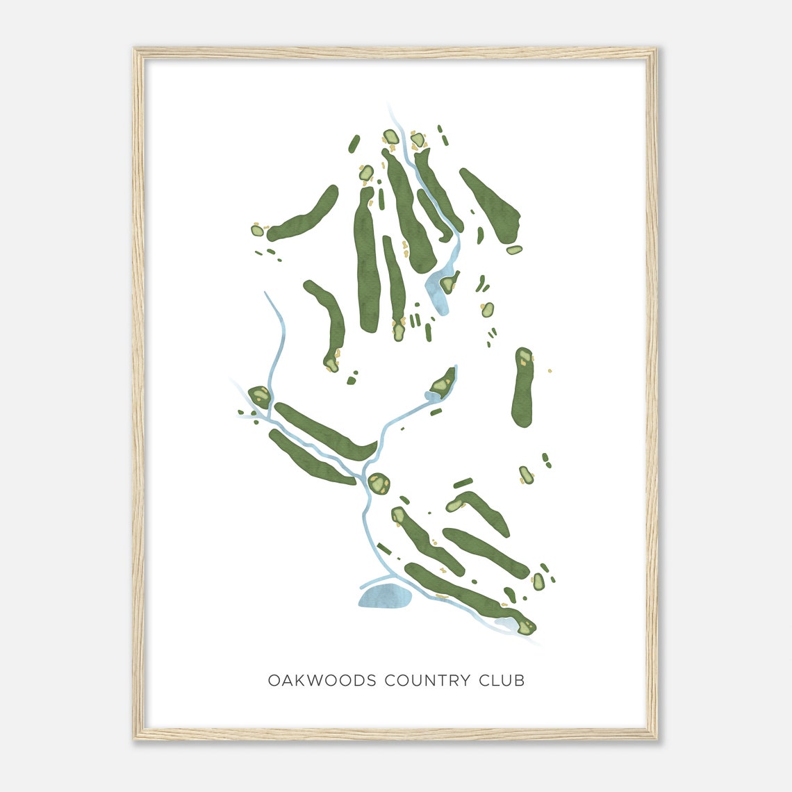 Oakwoods Country Club North Carolina Modern Watercolor Map Poster