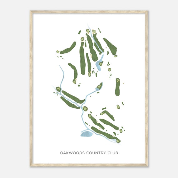 Oakwoods Country Club North Carolina Modern Watercolor Map Golfer Gift Golf Wall Art Golf Poster Print Course Layout