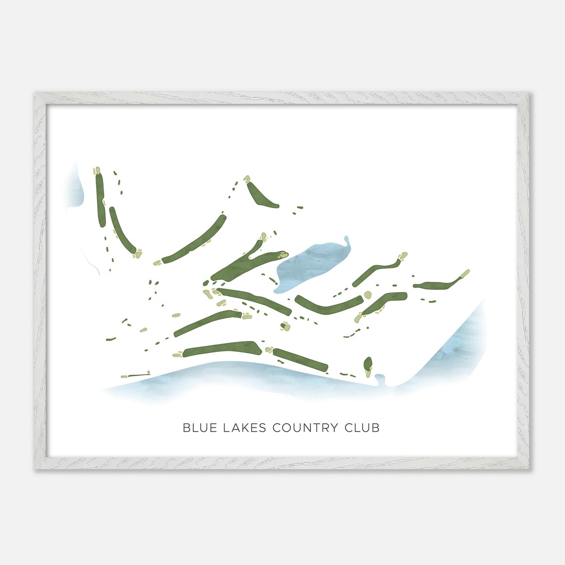 Blue Lakes Country Club Watercolor Fairway Map Lakeside Poster - Image 4